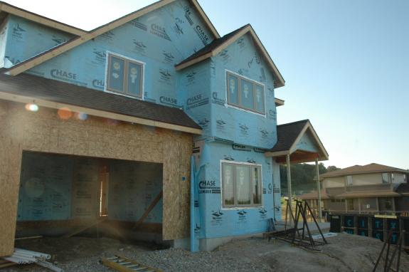 Front of house with windows installed