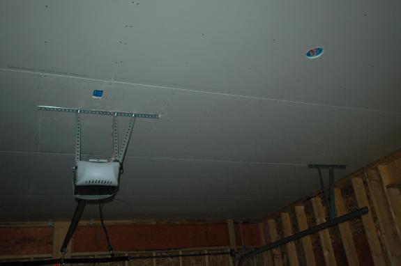 Drywalled garage ceiling