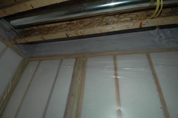 Spray foam insulation in basement continuing to expand