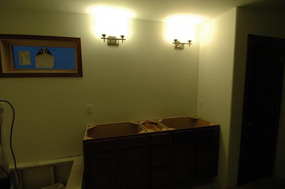 Master bathroom vanity with lights