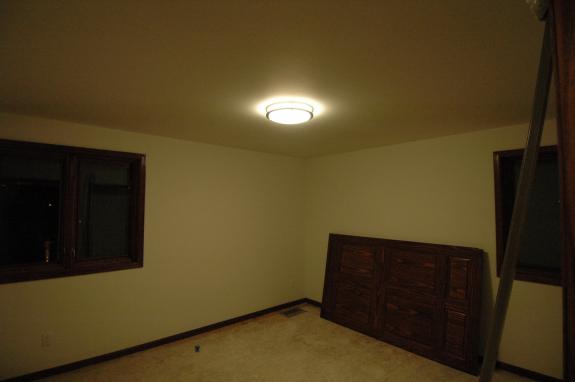 Light fixture installed in guest bedroom